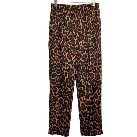 J.Crew Leopard Print Pants Size 4 High Rise Elastic Waist - Picture 4 of 11